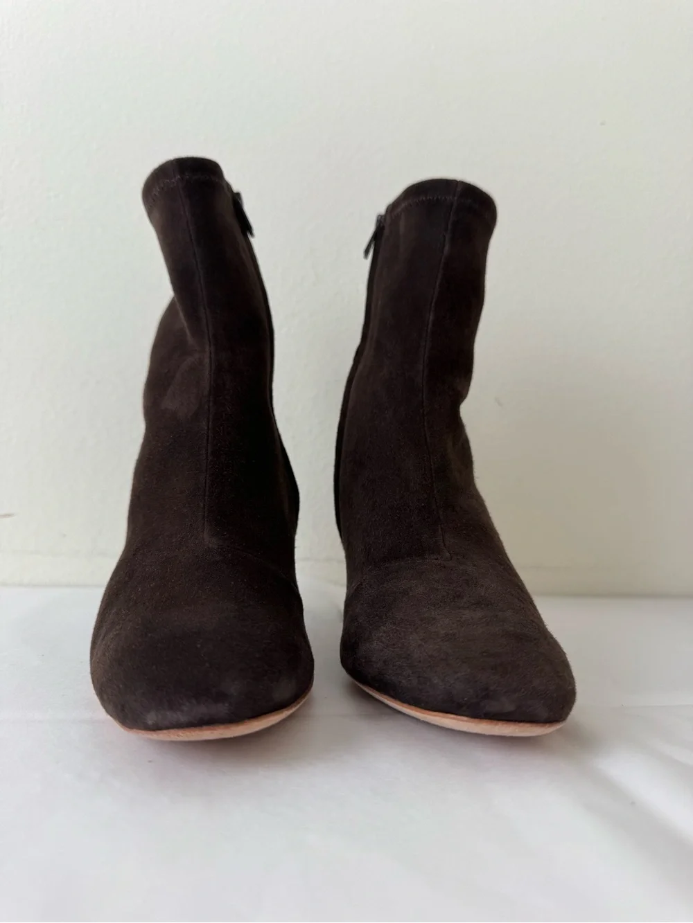Loeffler Randall Elise Chocolate Brown Suede Pointed Ankle Boots 7